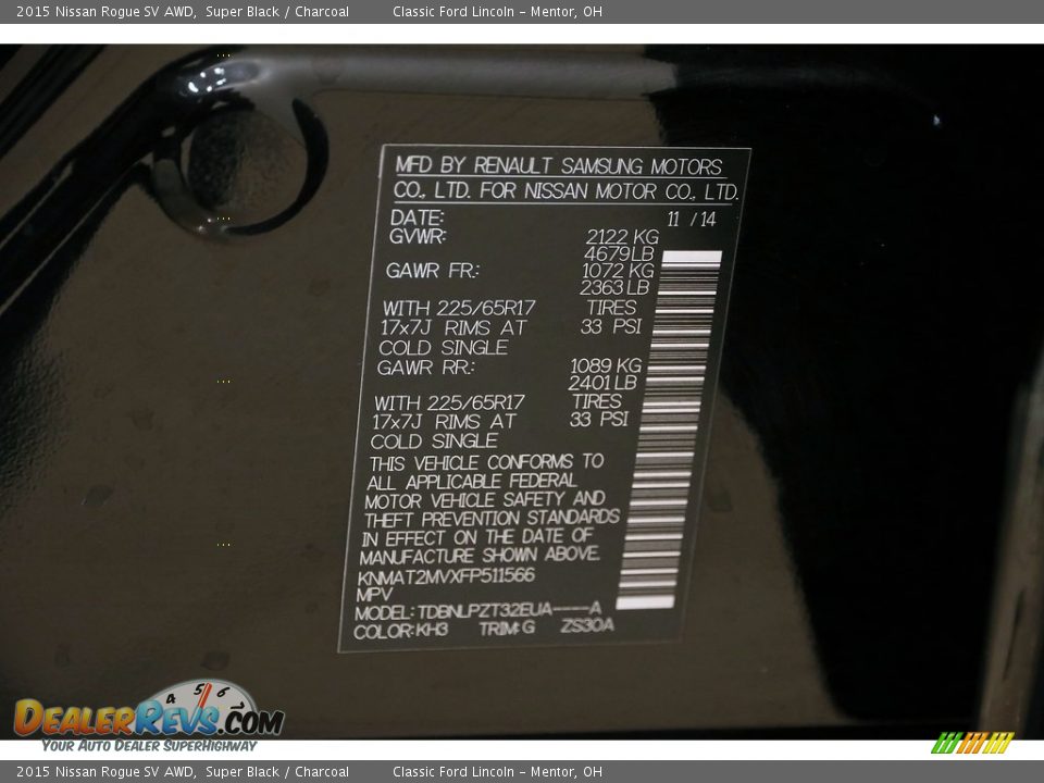 2015 Nissan Rogue SV AWD Super Black / Charcoal Photo #18