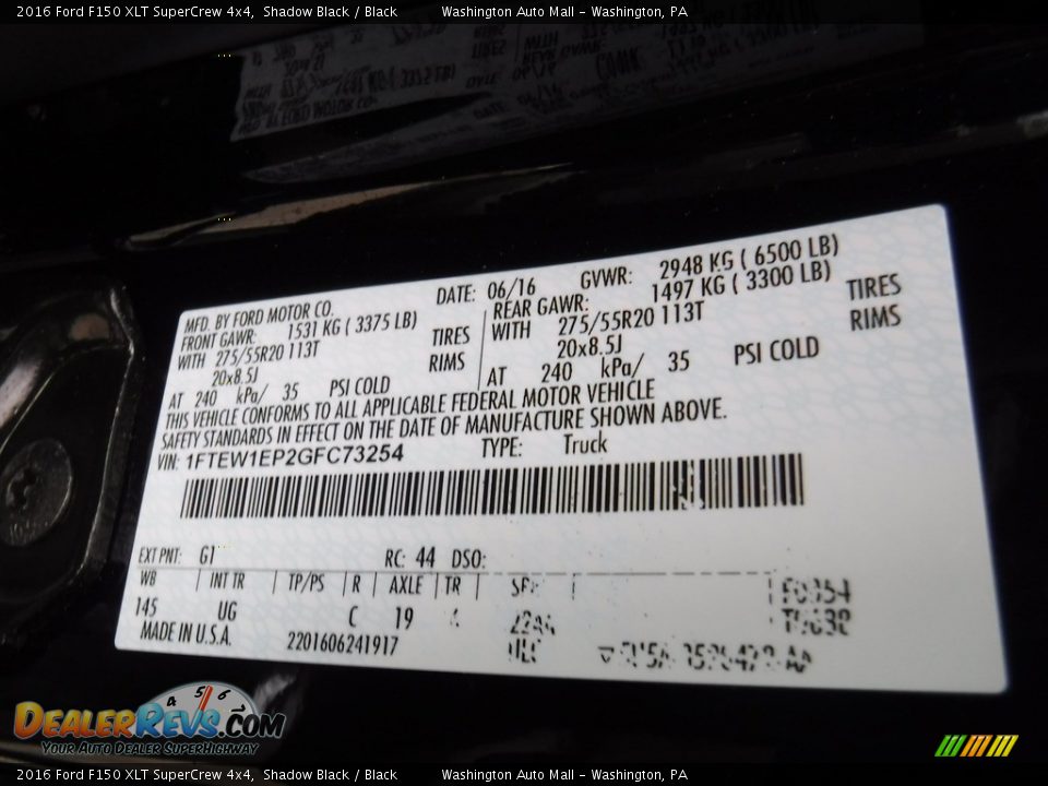 2016 Ford F150 XLT SuperCrew 4x4 Shadow Black / Black Photo #33