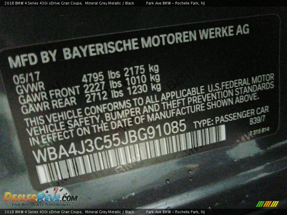 2018 BMW 4 Series 430i xDrive Gran Coupe Mineral Grey Metallic / Black Photo #24