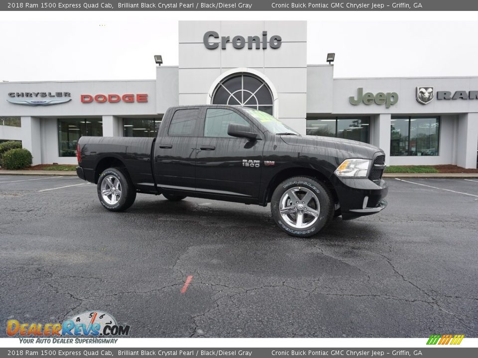 2018 Ram 1500 Express Quad Cab Brilliant Black Crystal Pearl / Black/Diesel Gray Photo #1