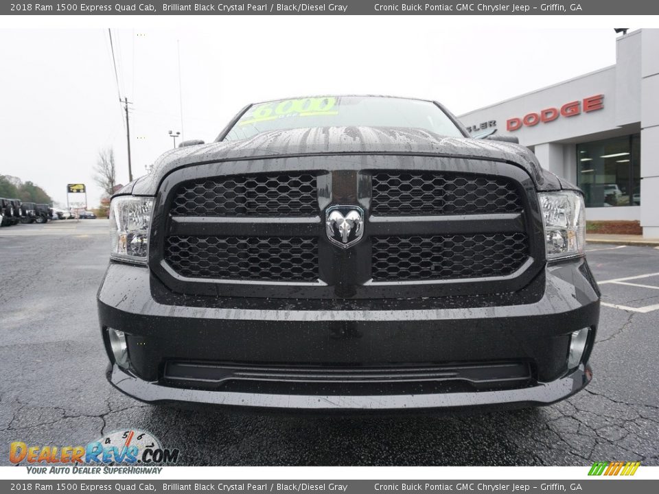 2018 Ram 1500 Express Quad Cab Brilliant Black Crystal Pearl / Black/Diesel Gray Photo #2