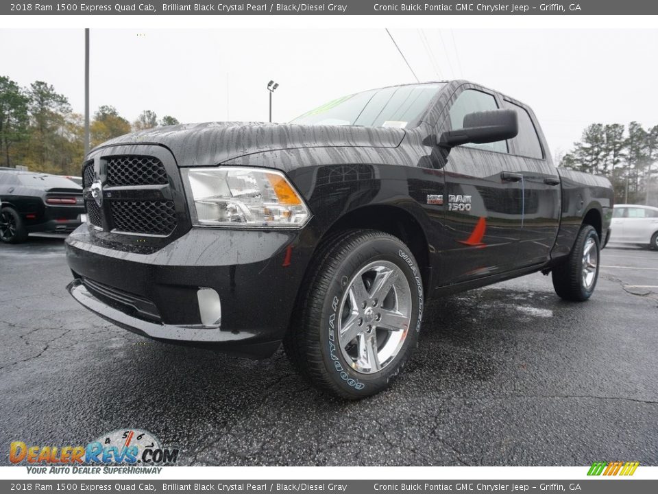 2018 Ram 1500 Express Quad Cab Brilliant Black Crystal Pearl / Black/Diesel Gray Photo #3
