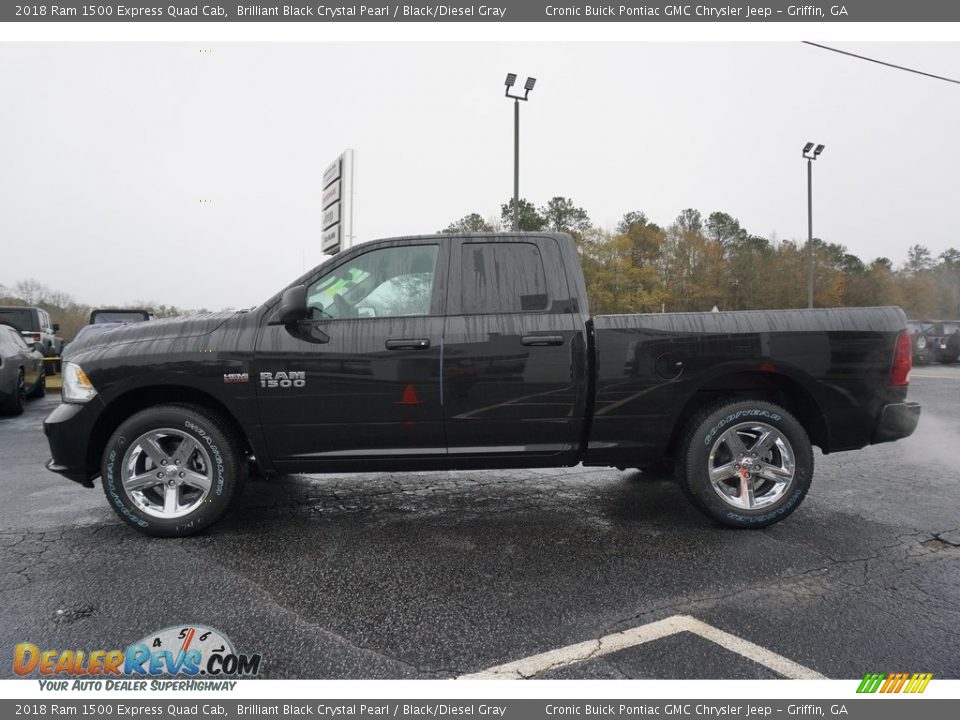 2018 Ram 1500 Express Quad Cab Brilliant Black Crystal Pearl / Black/Diesel Gray Photo #4