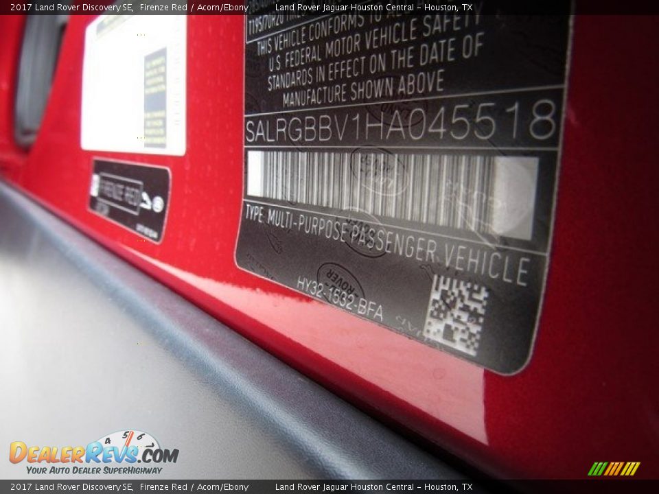 2017 Land Rover Discovery SE Firenze Red / Acorn/Ebony Photo #25