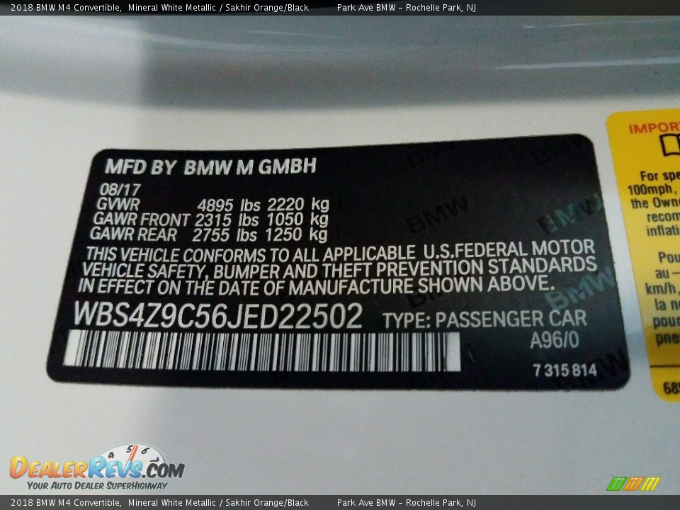 2018 BMW M4 Convertible Mineral White Metallic / Sakhir Orange/Black Photo #19