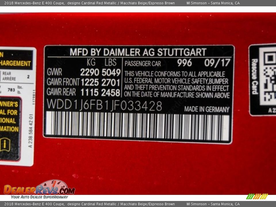 2018 Mercedes-Benz E 400 Coupe designo Cardinal Red Metallic / Macchiato Beige/Espresso Brown Photo #10