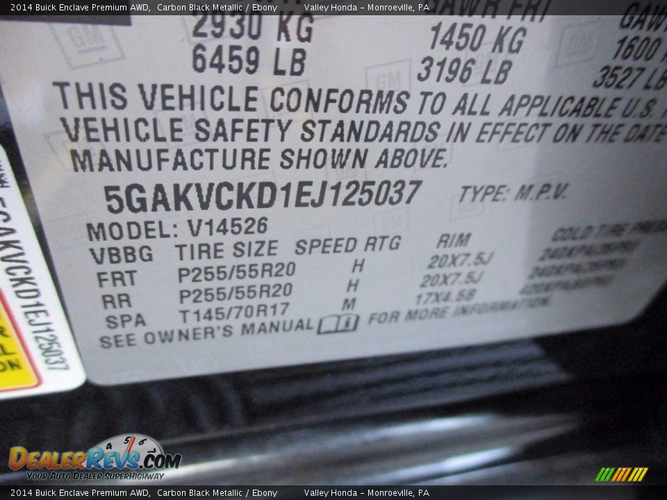 2014 Buick Enclave Premium AWD Carbon Black Metallic / Ebony Photo #19