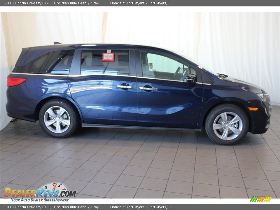 2018 Honda Odyssey EX-L Obsidian Blue Pearl / Gray Photo #3