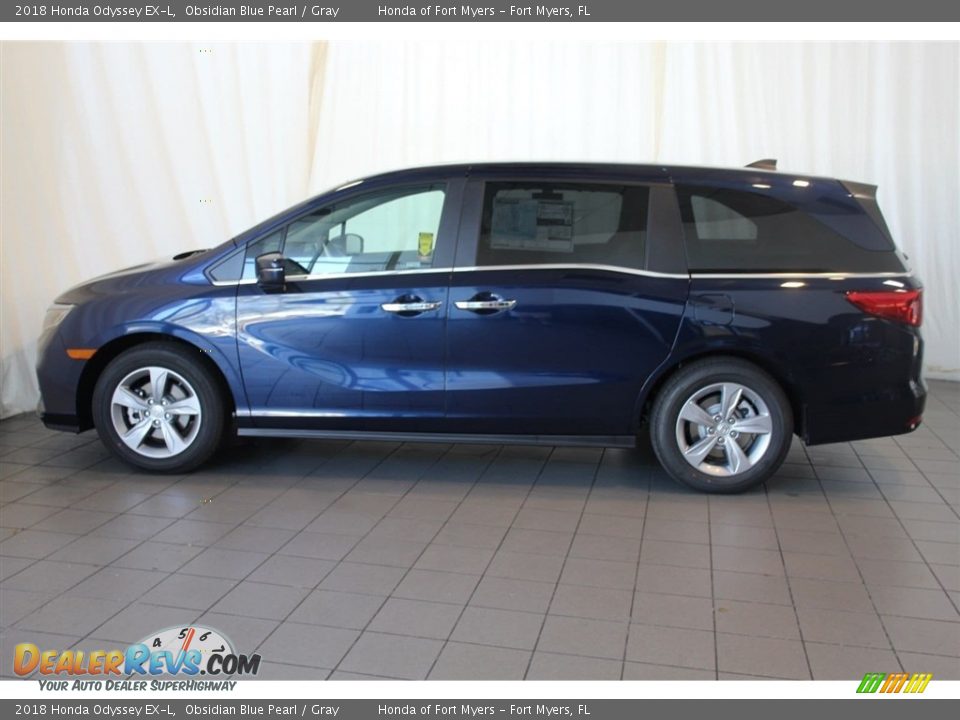 2018 Honda Odyssey EX-L Obsidian Blue Pearl / Gray Photo #5