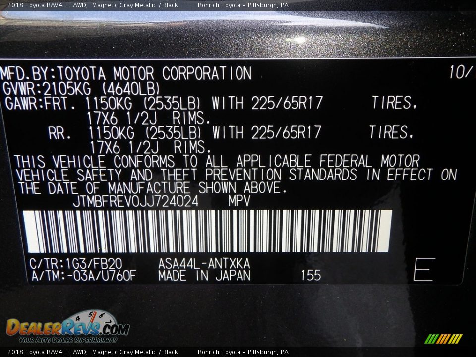 2018 Toyota RAV4 LE AWD Magnetic Gray Metallic / Black Photo #10