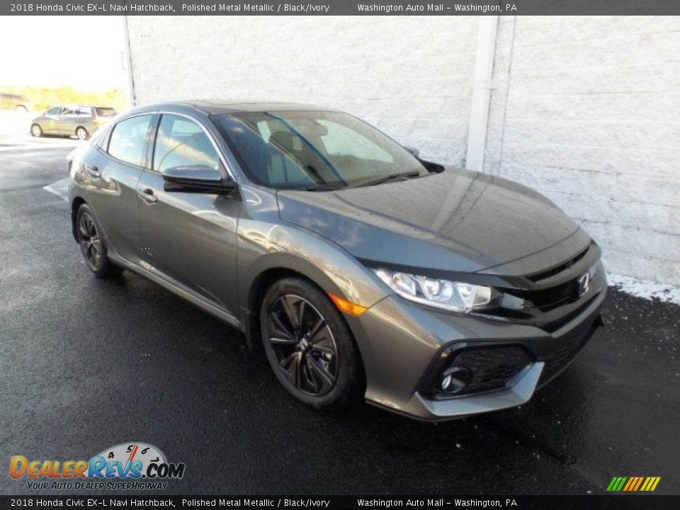 2018 Honda Civic EX-L Navi Hatchback Polished Metal Metallic / Black/Ivory Photo #1