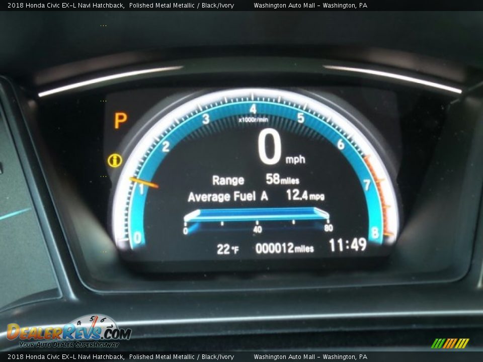 2018 Honda Civic EX-L Navi Hatchback Polished Metal Metallic / Black/Ivory Photo #13