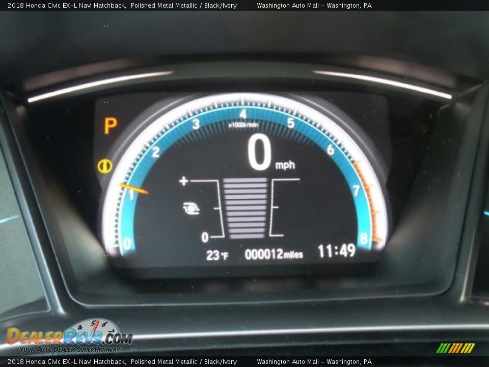2018 Honda Civic EX-L Navi Hatchback Polished Metal Metallic / Black/Ivory Photo #14
