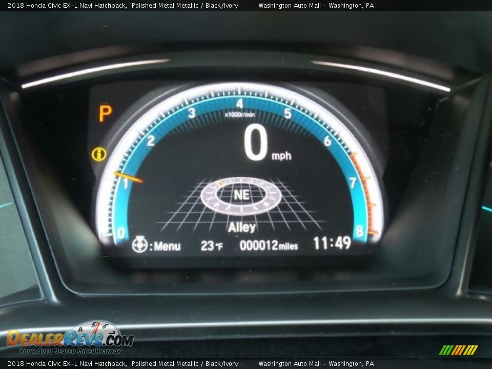 2018 Honda Civic EX-L Navi Hatchback Polished Metal Metallic / Black/Ivory Photo #15