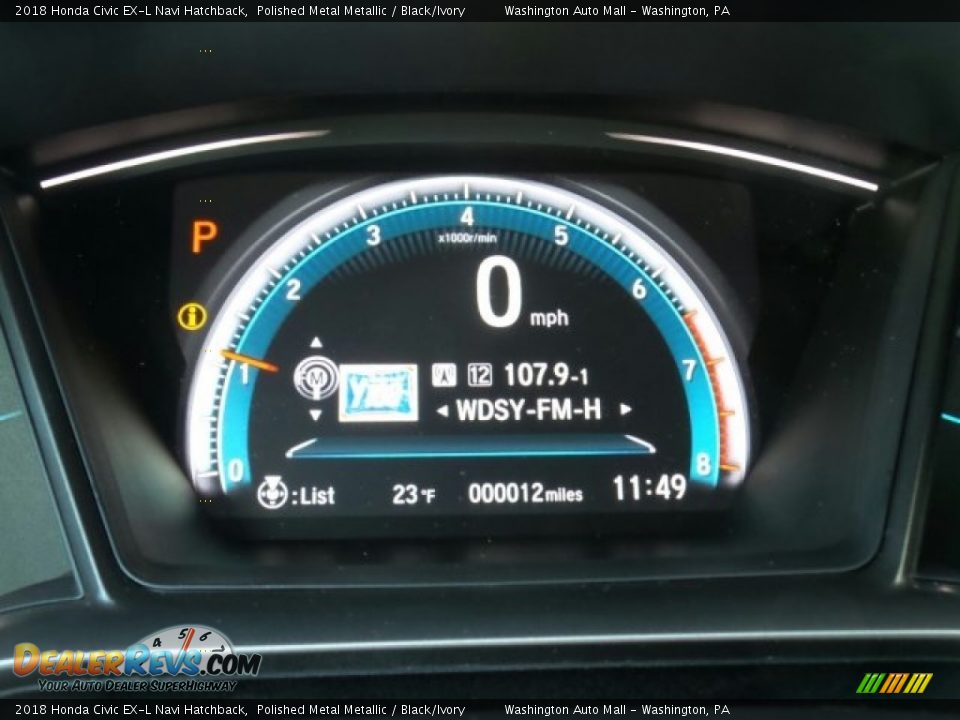2018 Honda Civic EX-L Navi Hatchback Polished Metal Metallic / Black/Ivory Photo #16