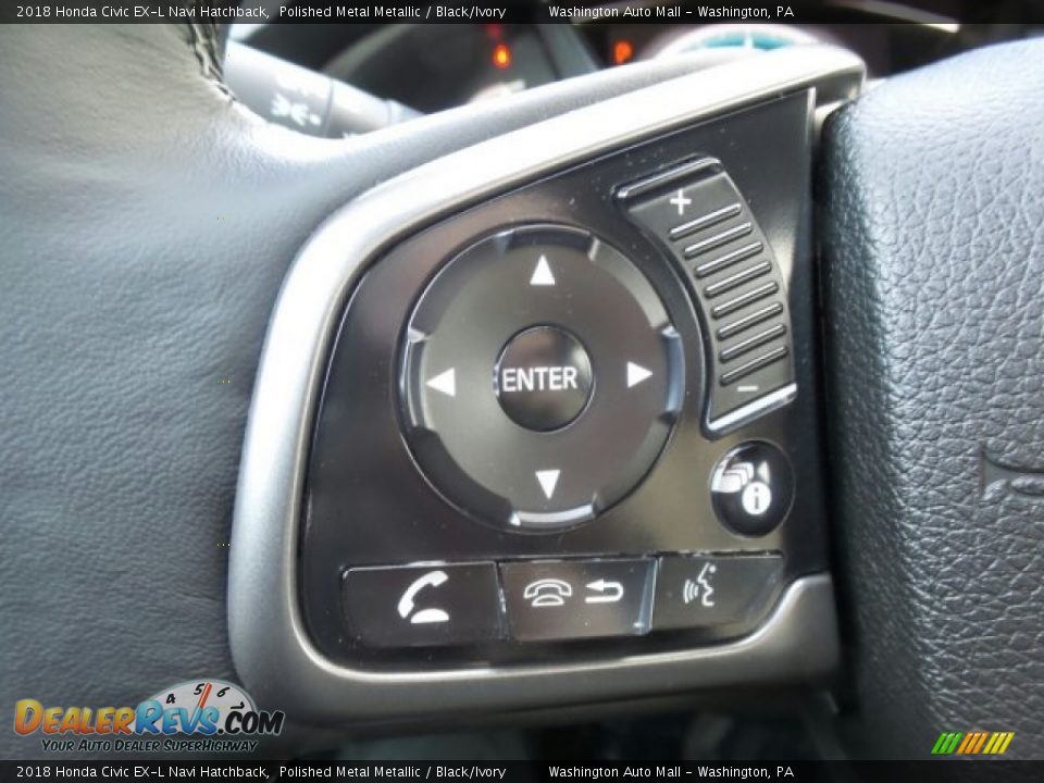 2018 Honda Civic EX-L Navi Hatchback Polished Metal Metallic / Black/Ivory Photo #17