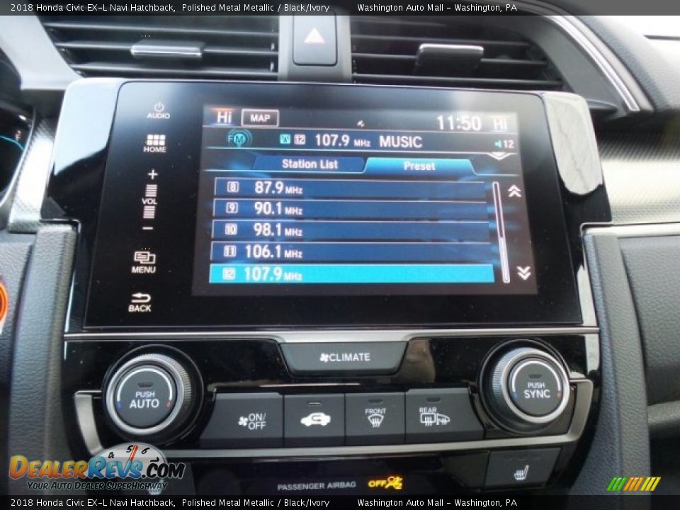 2018 Honda Civic EX-L Navi Hatchback Polished Metal Metallic / Black/Ivory Photo #21