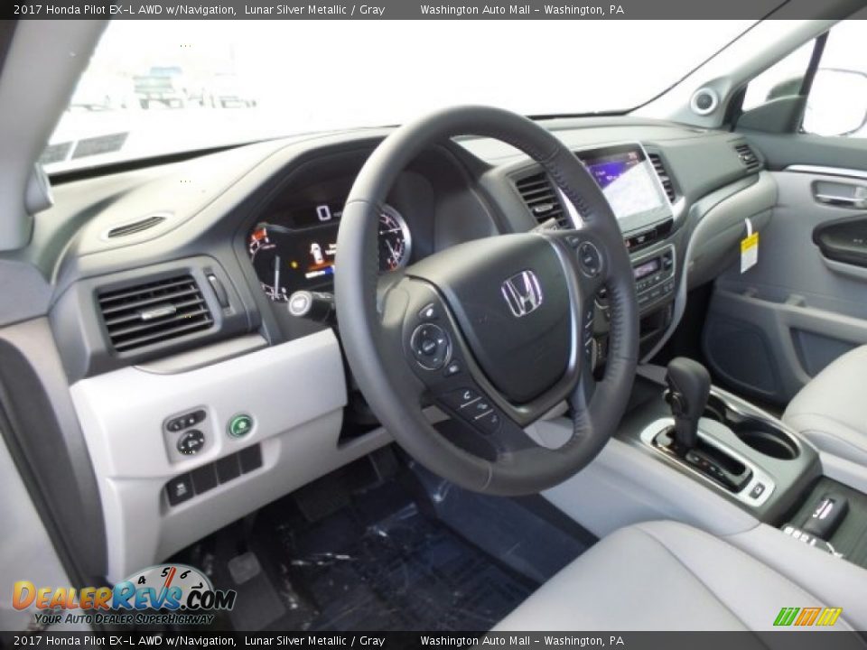 2017 Honda Pilot EX-L AWD w/Navigation Lunar Silver Metallic / Gray Photo #9