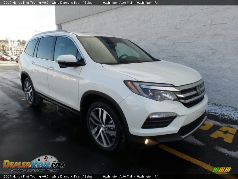 2017 Honda Pilot Touring AWD White Diamond Pearl / Beige Photo #1