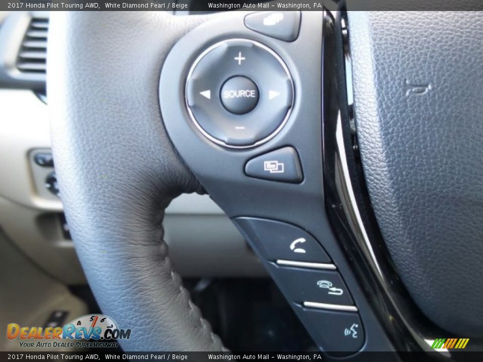 2017 Honda Pilot Touring AWD White Diamond Pearl / Beige Photo #22
