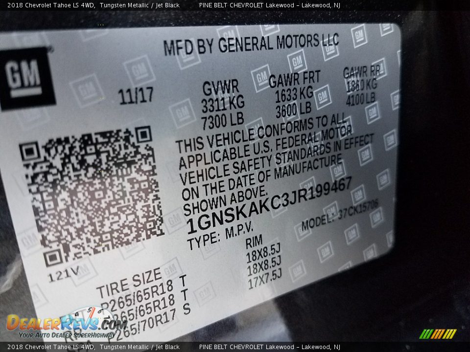 2018 Chevrolet Tahoe LS 4WD Tungsten Metallic / Jet Black Photo #9