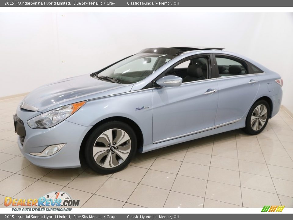 2015 Hyundai Sonata Hybrid Limited Blue Sky Metallic / Gray Photo #3