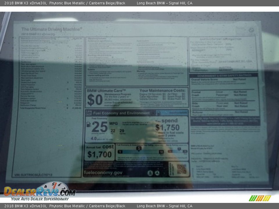2018 BMW X3 xDrive30i Phytonic Blue Metallic / Canberra Beige/Black Photo #10
