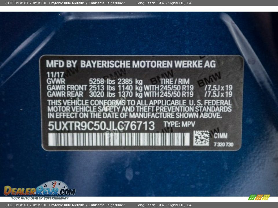2018 BMW X3 xDrive30i Phytonic Blue Metallic / Canberra Beige/Black Photo #12