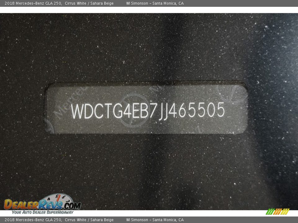 2018 Mercedes-Benz GLA 250 Cirrus White / Sahara Beige Photo #10