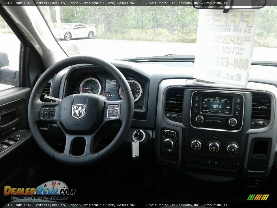 2018 Ram 1500 Express Quad Cab Bright Silver Metallic / Black/Diesel Gray Photo #13