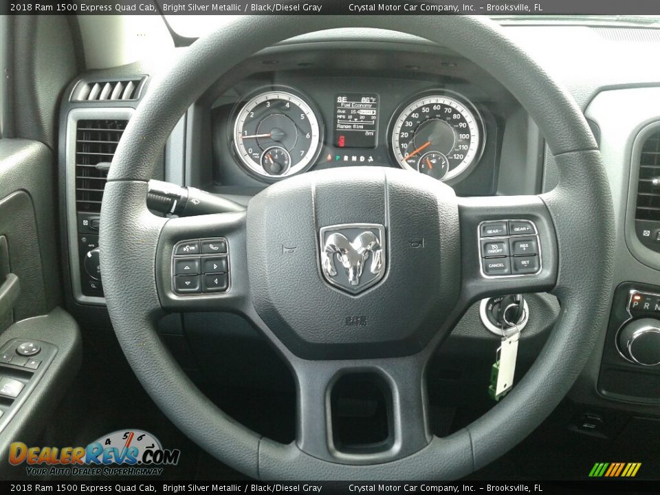2018 Ram 1500 Express Quad Cab Bright Silver Metallic / Black/Diesel Gray Photo #14