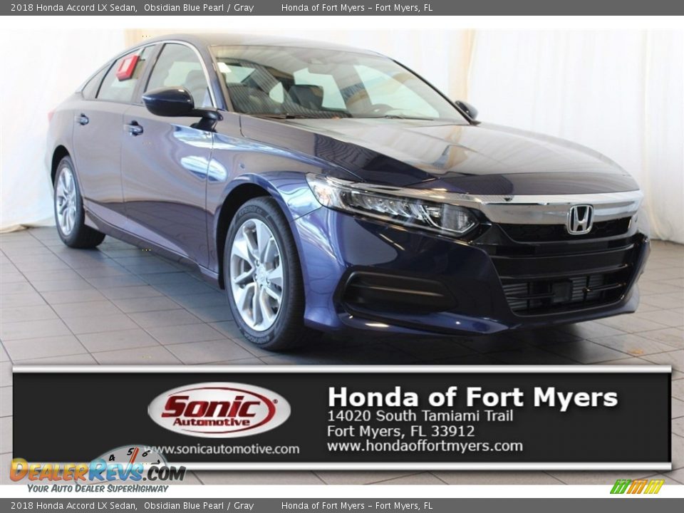 2018 Honda Accord LX Sedan Obsidian Blue Pearl / Gray Photo #1