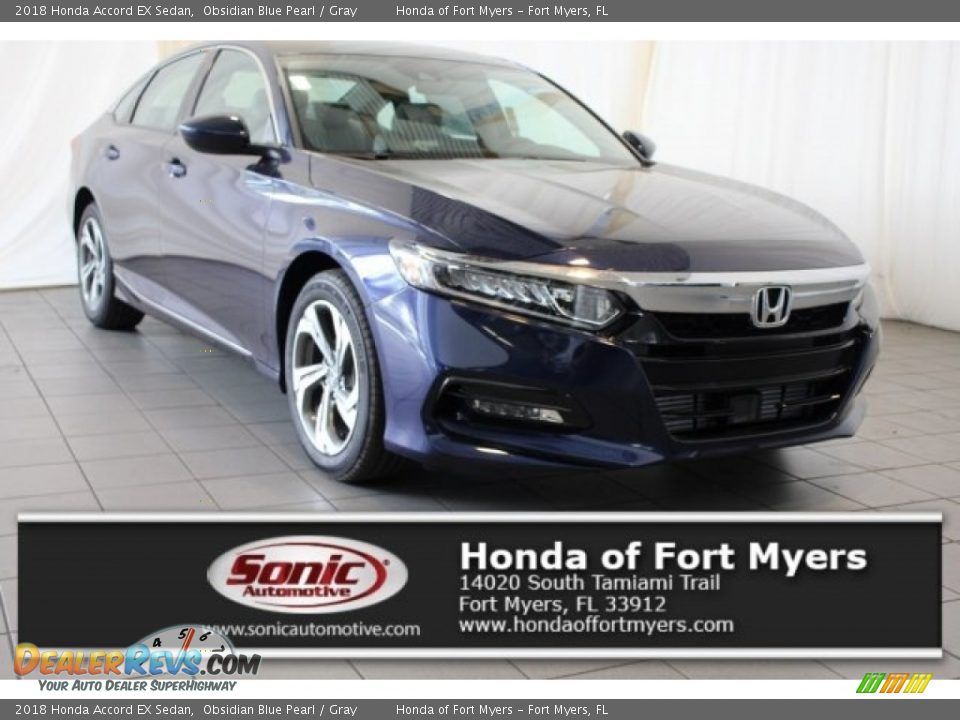 2018 Honda Accord EX Sedan Obsidian Blue Pearl / Gray Photo #1