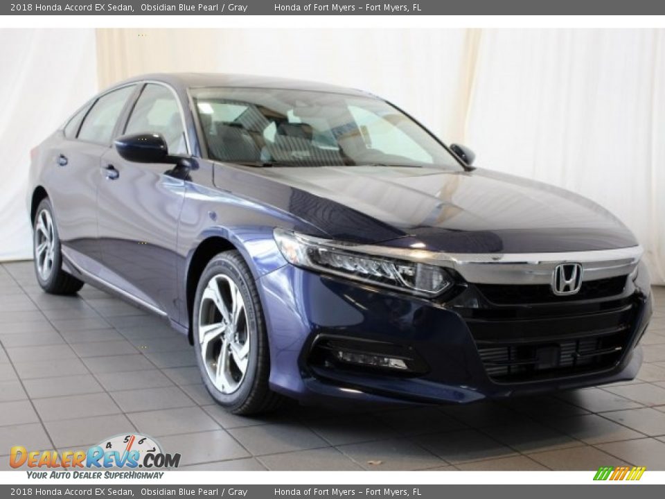 2018 Honda Accord EX Sedan Obsidian Blue Pearl / Gray Photo #2