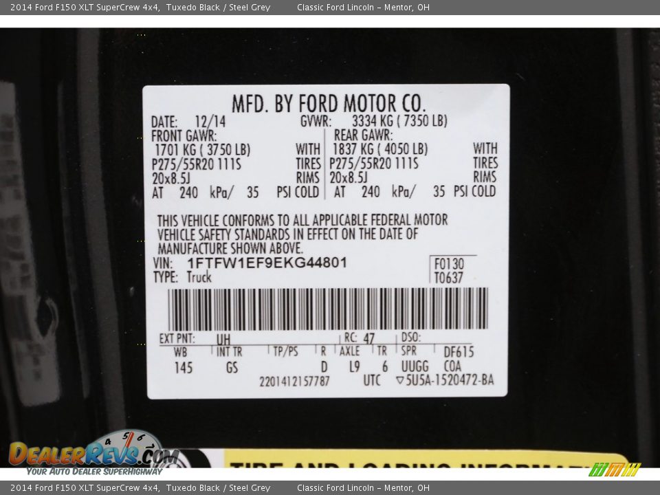 2014 Ford F150 XLT SuperCrew 4x4 Tuxedo Black / Steel Grey Photo #18