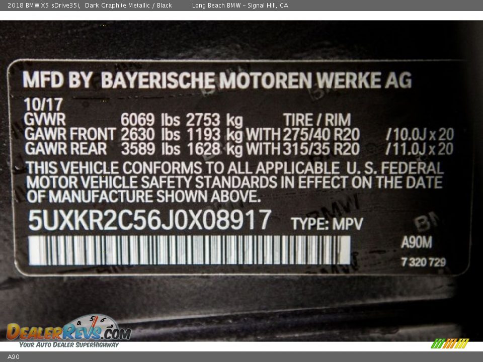 BMW Color Code A90 Dark Graphite Metallic