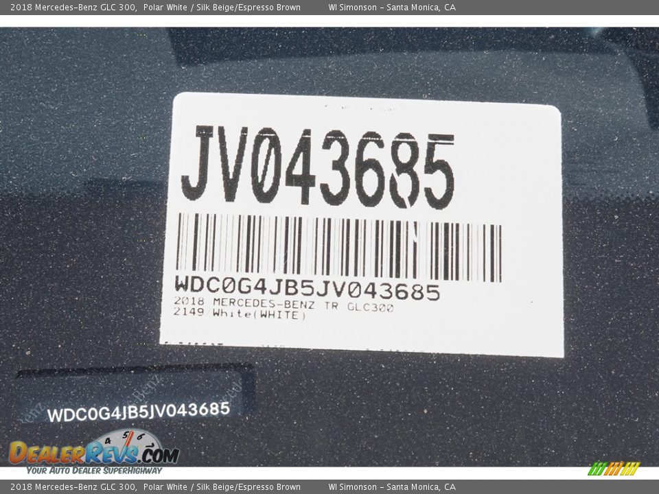 2018 Mercedes-Benz GLC 300 Polar White / Silk Beige/Espresso Brown Photo #10