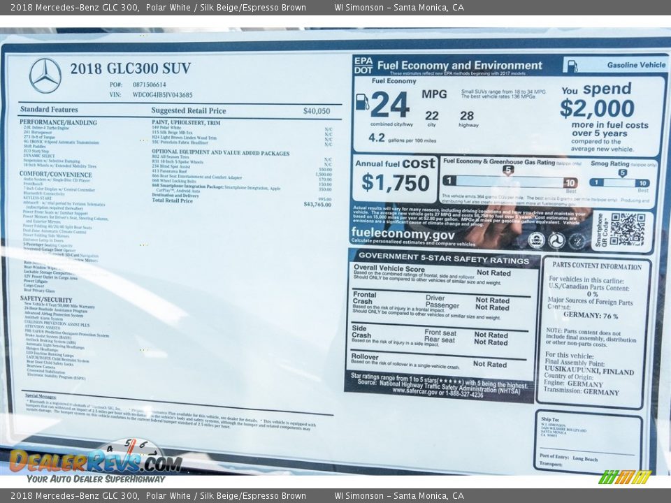 2018 Mercedes-Benz GLC 300 Polar White / Silk Beige/Espresso Brown Photo #11