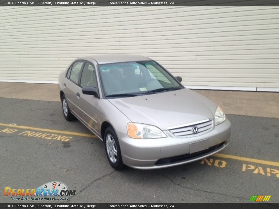 2001 Honda Civic LX Sedan Titanium Metallic / Beige Photo #1