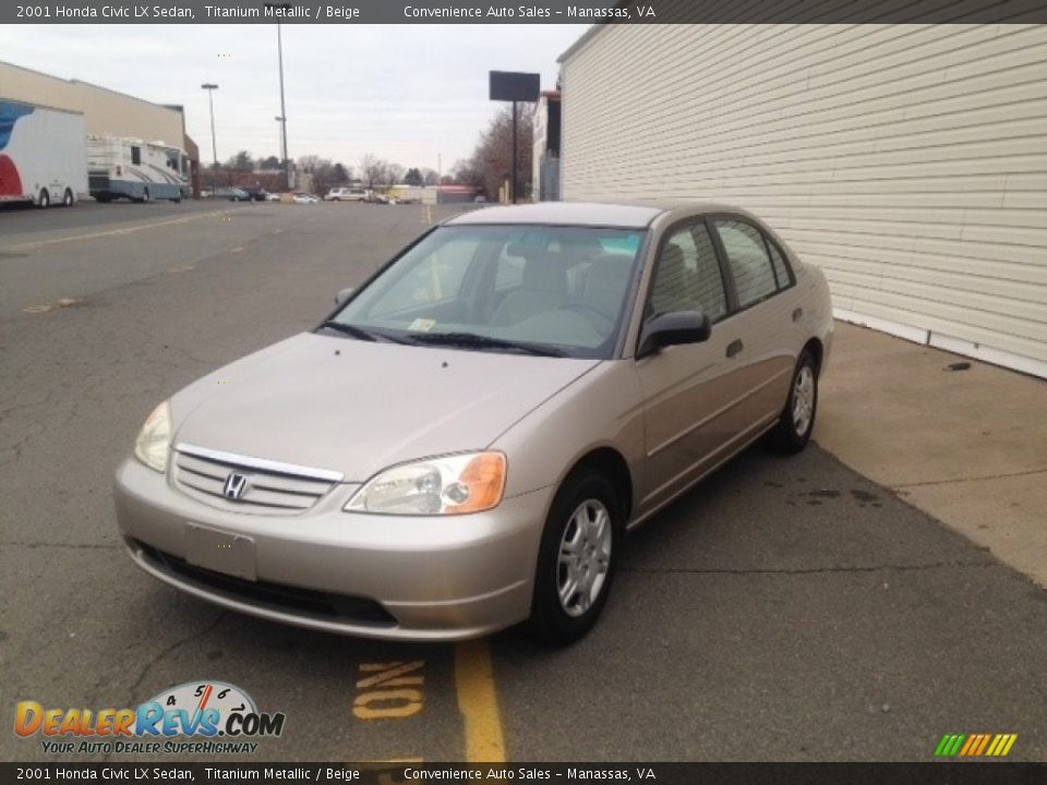 2001 Honda Civic LX Sedan Titanium Metallic / Beige Photo #2