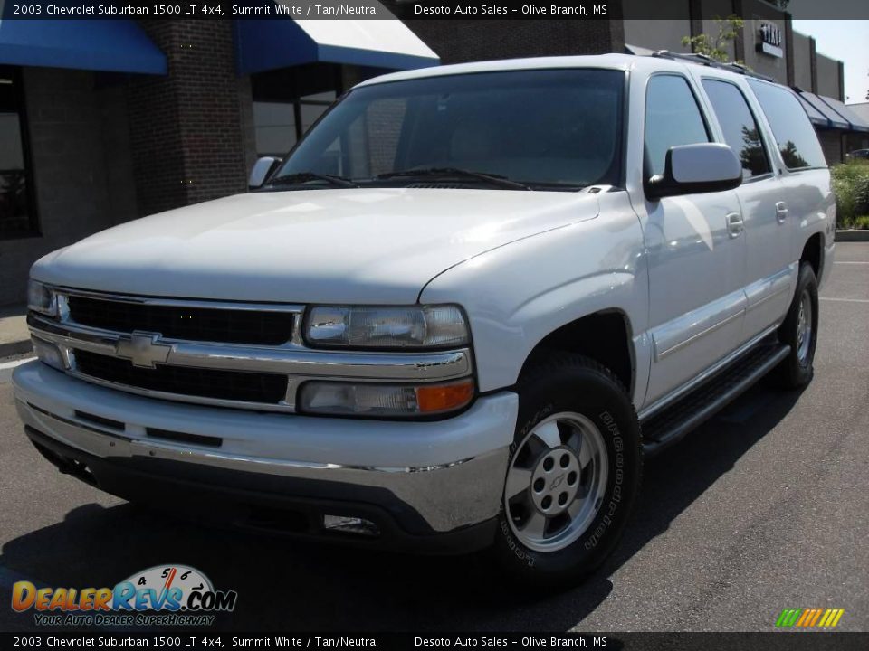 2003 Chevrolet Suburban 1500 LT 4x4 Summit White / Tan/Neutral Photo #2