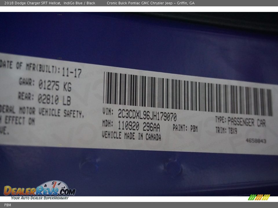 Dodge Color Code PBM IndiGo Blue