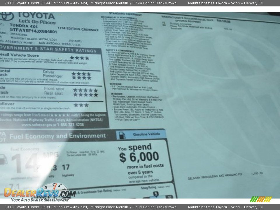 2018 Toyota Tundra 1794 Edition CrewMax 4x4 Midnight Black Metallic / 1794 Edition Black/Brown Photo #10