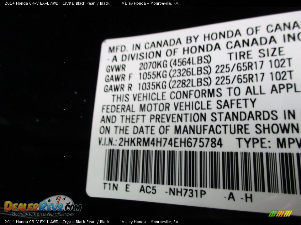 2014 Honda CR-V EX-L AWD Crystal Black Pearl / Black Photo #19