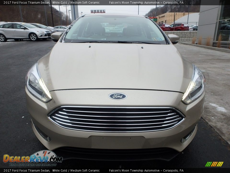 2017 Ford Focus Titanium Sedan White Gold / Medium Soft Ceramic Photo #7