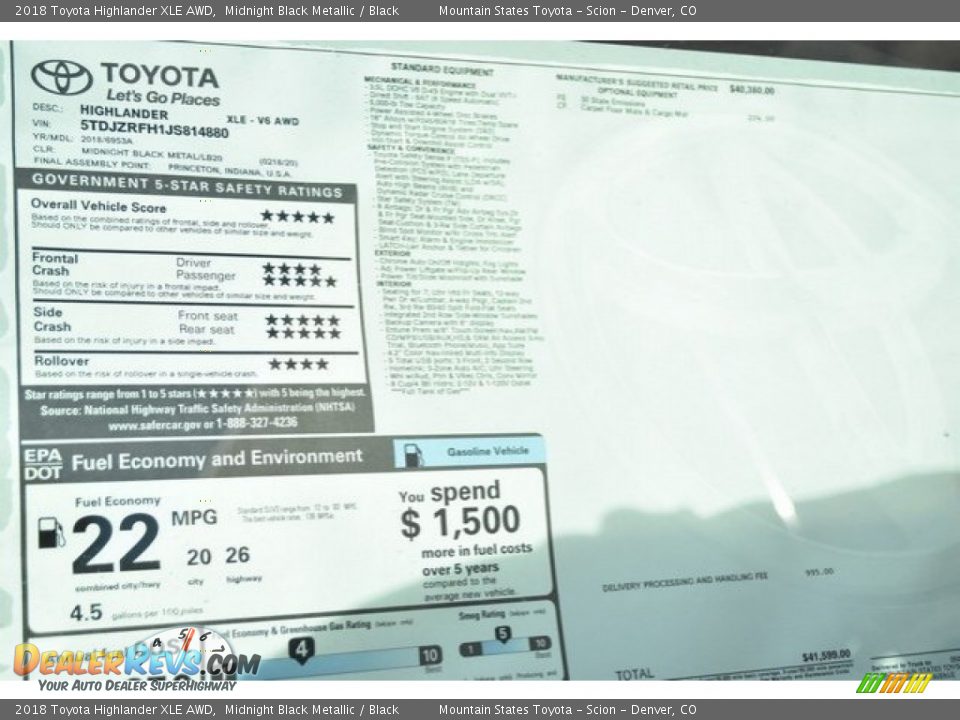 2018 Toyota Highlander XLE AWD Midnight Black Metallic / Black Photo #11