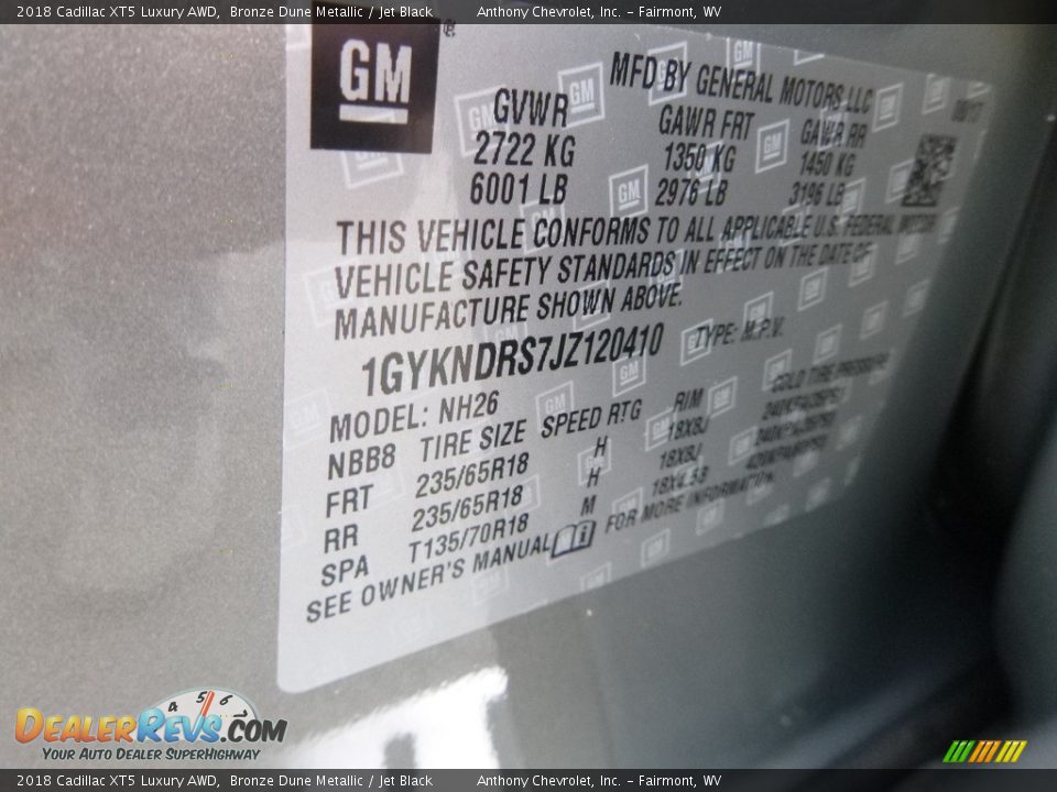 2018 Cadillac XT5 Luxury AWD Bronze Dune Metallic / Jet Black Photo #15