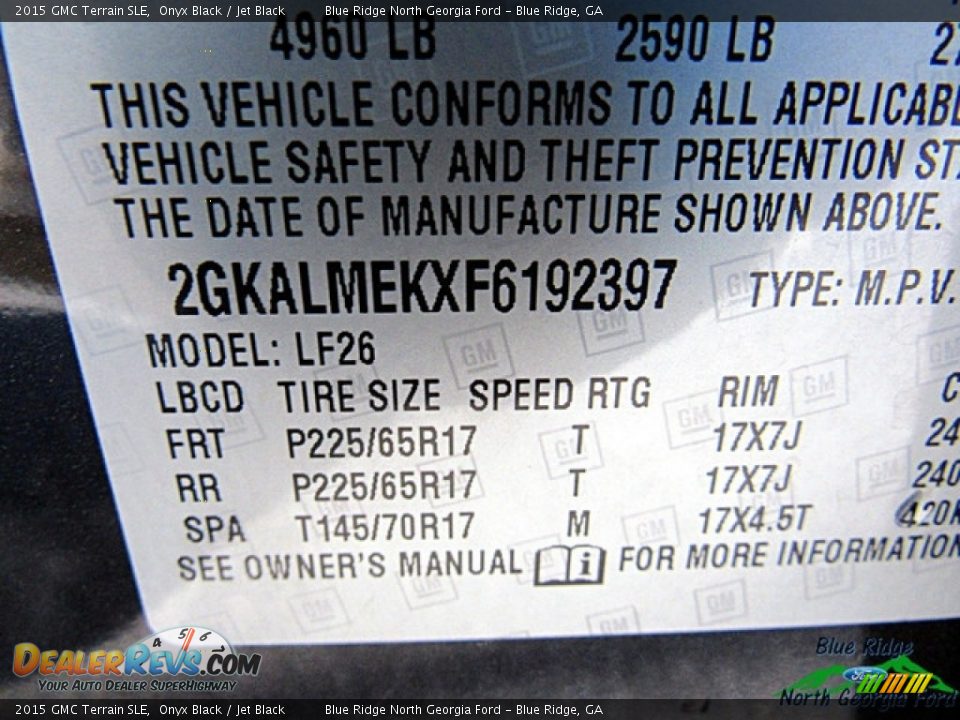 2015 GMC Terrain SLE Onyx Black / Jet Black Photo #24
