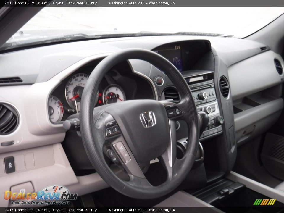 2015 Honda Pilot EX 4WD Crystal Black Pearl / Gray Photo #12