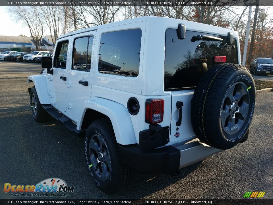 2018 Jeep Wrangler Unlimited Sahara 4x4 Bright White / Black/Dark Saddle Photo #4